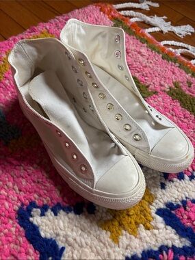 White and Gold Converse High-Tops